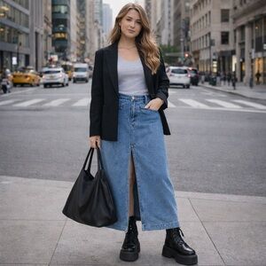 J.CREW CLASSIC DENIM MAXI SKIRT WITH POCKETS SIZE 14 or 32 NWT